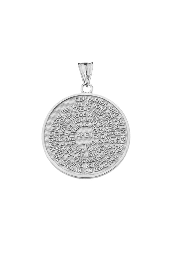 The Lords Prayer Medallion Pendant Necklace in Sterling Silver (Pendant only)