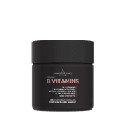 Livingood Daily Vitamin B Complex Capsules for Men and Women, Methylated B12 & Folate, 11 Active Forms Including B1 B2 B3 B5 B6 & Biotin, Gluten Free, Vegan B Vitamins for Hair Skin Nails, 30 Capsule