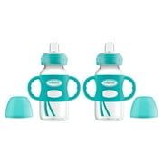 Dr. Brown's Milestones Wide-Neck Transitional Sippy Bottle with Silicone Handles - Turquoise - 2-Pack