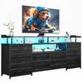 thumbnail image 4 of LED TV Stand Dresser with Power Outlets for 65 TV, 63 inch Entertainment Center with 12 Fabric Drawers, Media Console Table with Storage Shelf, Chest of Drawers for Bedroom, 4 of 7