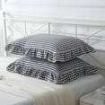 thumbnail image 3 of Black/White Plaid Ruffle Pillow Shams Standard Size Set of 2,Checkered Washed Cotton Gingham Pillow Covers Farmhouse Pillowcases 20"x26", 3 of 6