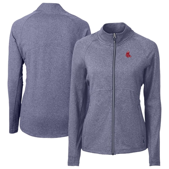 Women's Cutter & Buck Heather Navy Boston Red Sox Throwback Adapt Eco Knit Hybrid Recycled Full-Zip Jacket