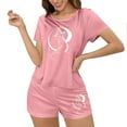 thumbnail image 4 of Qepwscx Women's Pajamas Sets 2 Piece Halloween Crew Neck Short Sleeve Sleepwear Pjs + Elastic Waist Shorts Lightweight Shirt Graphic Tops Pajama Sets Summer Going Out Outfits Loungewear M-XL, 4 of 7