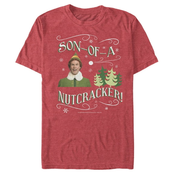 Men's Elf Son of a Nutcracker  Graphic Tee Red Heather Medium