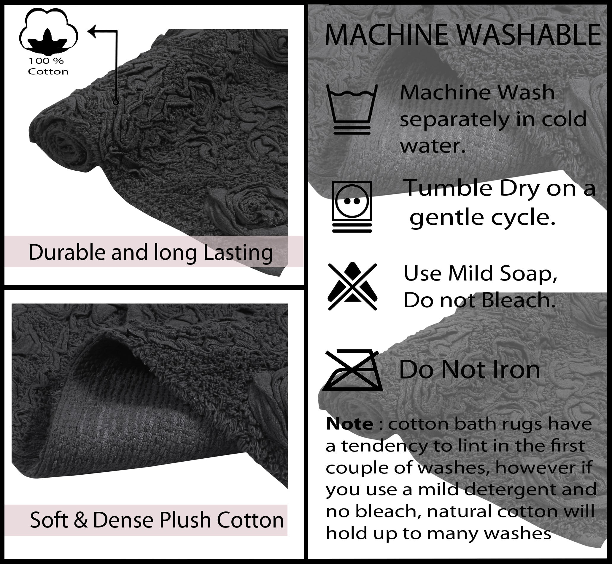 Home Weavers Modesto Collection Toilet Rugs U Shaped Contour Rug, Extra Thick Bathroom Rug, Non-Slip Contour Mat for Bathroom, 100% Cotton Soft & Absorbent, Machine Washable, 20"x20" Contour, Gray