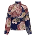 thumbnail image 5 of Jackets for Women Winter Coat Jackets Flannel Stand Collar Jacket(Navy Floral Peony Textile Design,Size:S-4XL), 5 of 7