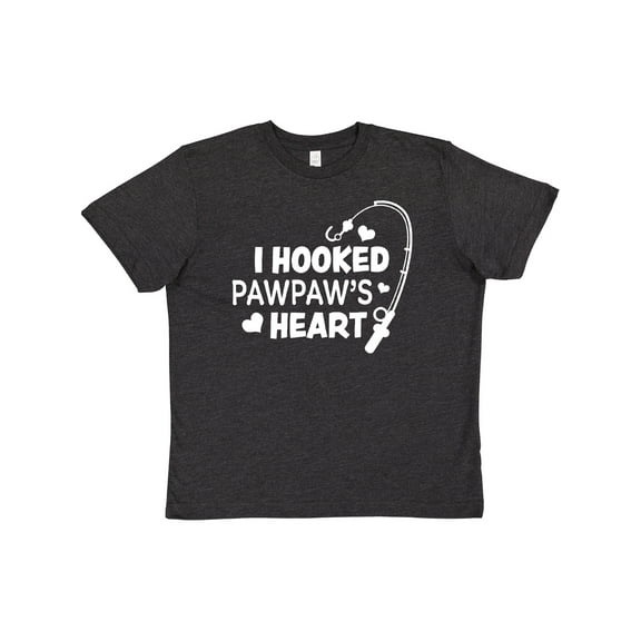 Inktastic I Hooked Pawpaw's Heart with Fishing Rod Youth T-Shirt