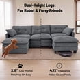 thumbnail image 4 of Amsleekey 111.5" Modular Sectional Sofa with 2 Movable Ottomans, U-Shaped Modern Corduroy Cloud Couch for Living Room, Comfy Deep Seat, Grey, 4 of 10