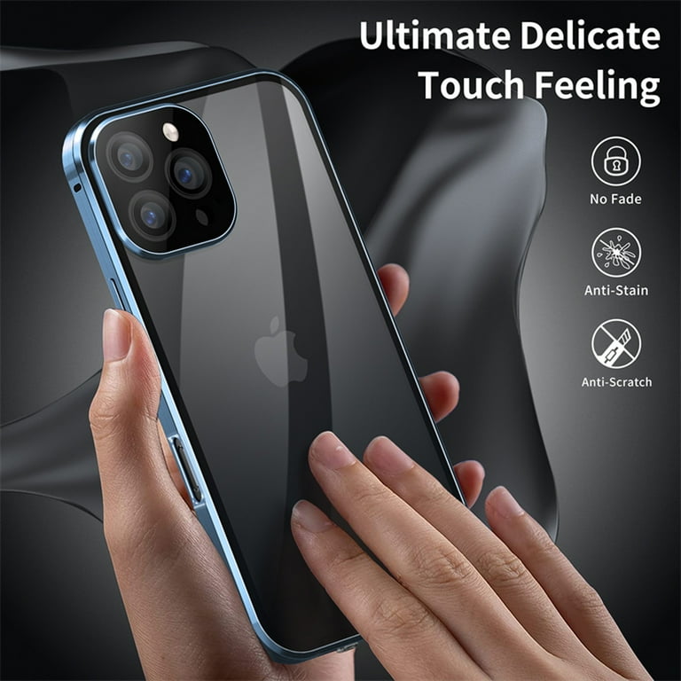 Custodia Magnetic Anti-Spia Per IPhone 14 Pro – Cover Viola Con Vetro Temperato, Protezione Privacy 360° E Bumper Metallico