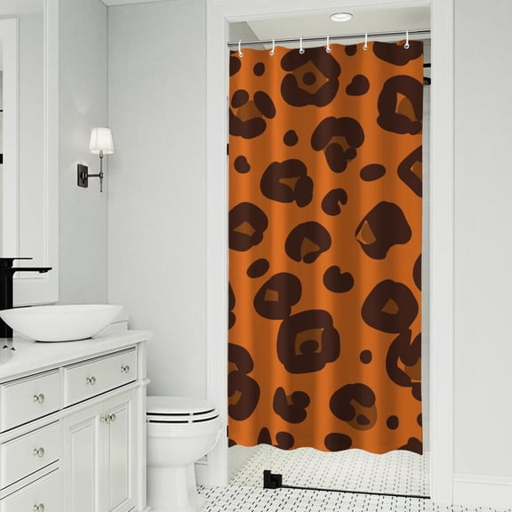 Orange and Brown Of Leopard Print Shower Curtain 36"x72" ,Bathroom Decorative Shower Curtains Set with 12 Hooks,Modern Waterproof Washable Shower Curtain