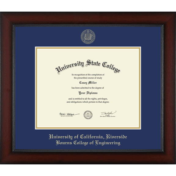 University of California Riverside Bourns College of Engineering Diploma Frame, Document Size 11" x 8.5"