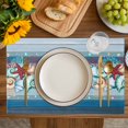 thumbnail image 4 of Blue Starfish Beach Placemats Set of 6, Summer Conch Coral Coastal Wood Grain Placemats for Dining Table, Place Mats for Kitchen Tabletop, Waterproof Wipeable Dining Table Mats Set, 4 of 9