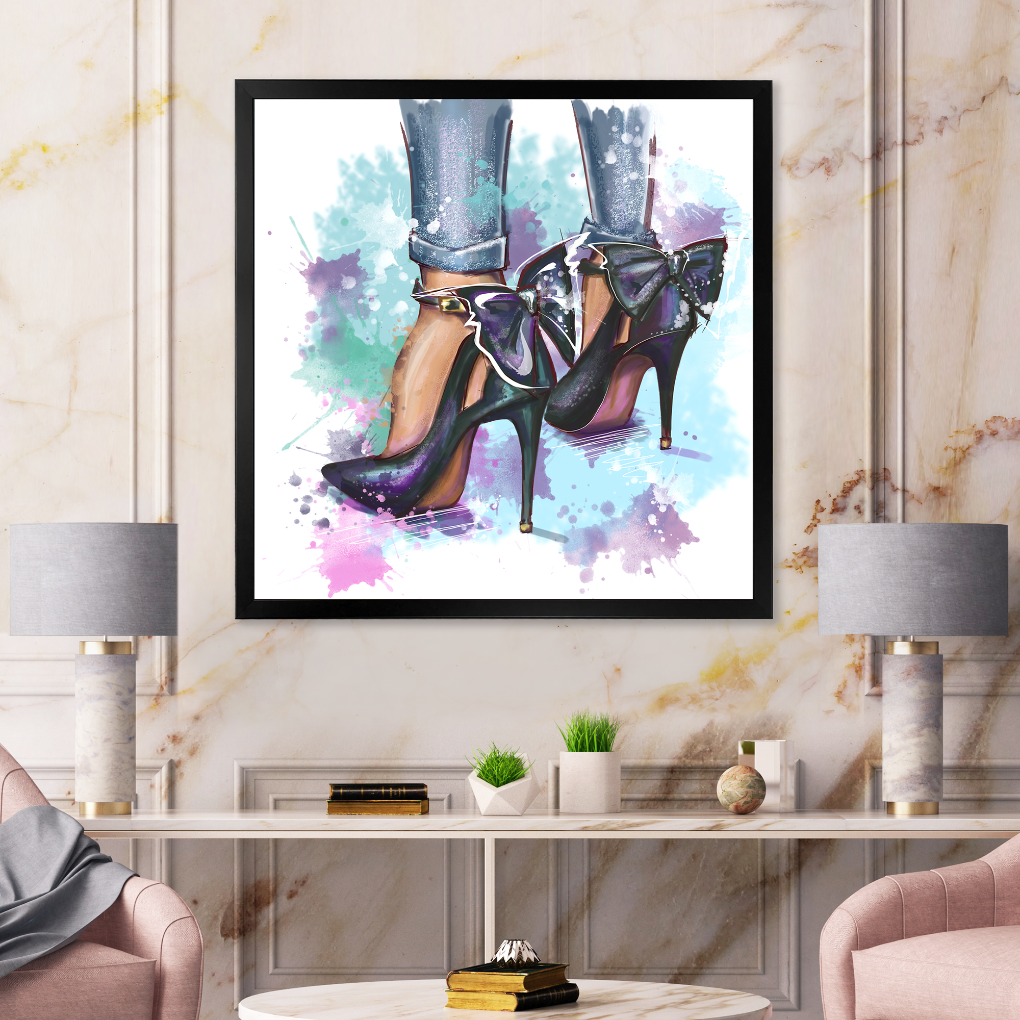 Designart 'Bright Colorful Trendy Woman Fashion Shoes' Modern Framed Art Print