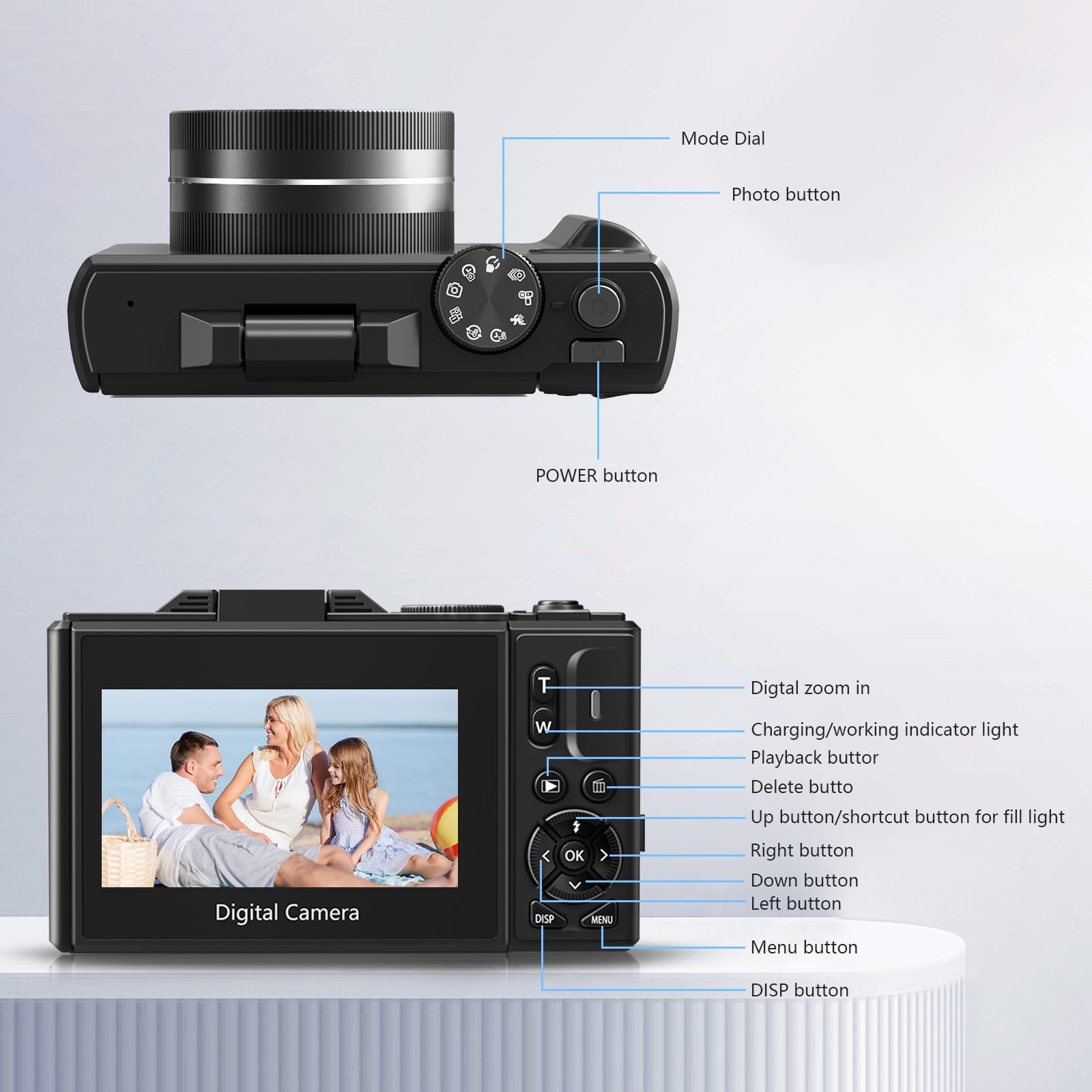 Saneen 5K 75MP Digital Camera Wifi Autofocus Vlogging Camera for YouTube 3" 180° Flip Screen Travel Video Cameras for Photography with 18X Zoom, 32GB Card