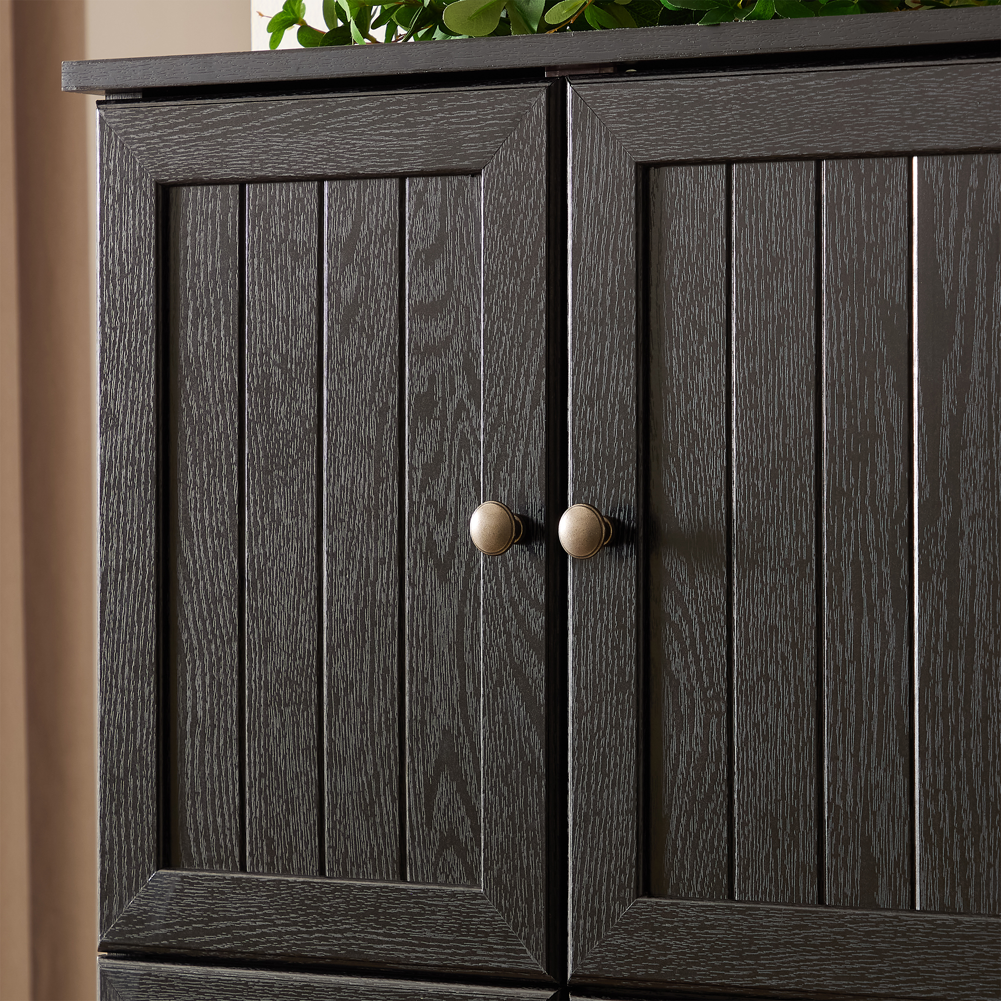 MDQMD 72.4'' Tall Storage Cabinet with Doors for Living Room,Kitchen Pantry Storage Cabinet,4 Tier Black Wooden Cabinet for Bathroom,Hallway