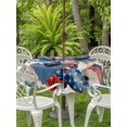 thumbnail image 3 of Outdoor Tablecloth with Umbrella Hole for Patio/Picnic/Party/Camping, Independence Day Waterproof Table Cloth Round Cover Washable, American Flag Boots Red Flowers Retro Wooden (Dia 54"), 3 of 9