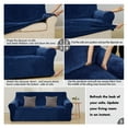 thumbnail image 2 of Deconovo Stretch Strapless Sofa Slipcover Solid Color Premium Velvet Plush Sofa Cover for Loveset Navy Blue, 2 of 6