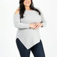 thumbnail image 6 of Womens L/XL Gray Waffle Thermal Cold Shoulder Asymmetrical Hem Long Sleeve Top by Howard's, 6 of 8