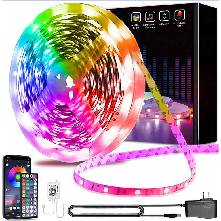 50ft/15M LED Strip Lights, HRDJ RGB LED Light Strip Music Sync RGB LED Strip ,5050