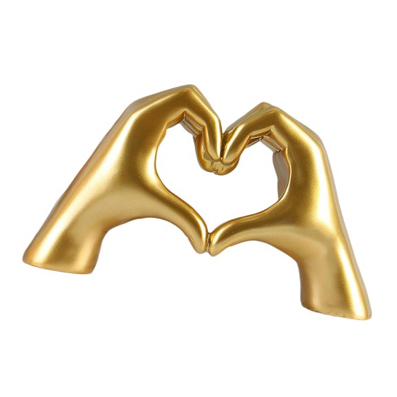 Creative Hand Love Figurine Heart Gesture Statue Decor Golden