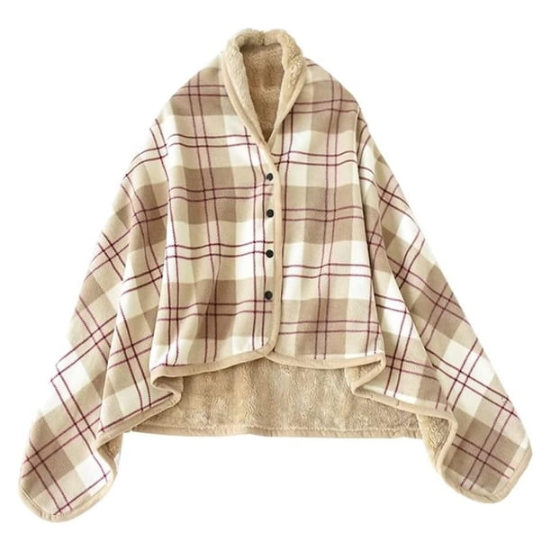 Poncho De Lana para Mujer Capa Cálida De Invierno con Botones Capa Engrosada Elegante Manta A Cuadros Capa Cálida para Los Hombros Poncho De Cachemira Mixto Capa De Manta Suave Y Cálida para Mujer