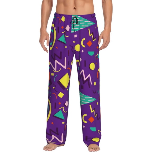 Vsdgher Retro 80s Style Print Mens Pajama Pants Sleep & Lounge Pants, PJ Bottoms With elastic waistb and Pockets