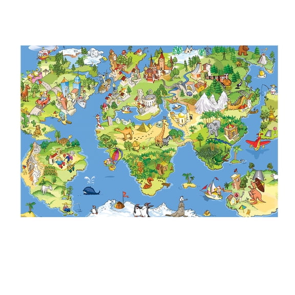 Startonight Mural Wall Art Colorful Map - Kids Theme Photo Wallpaper 100" x 140"