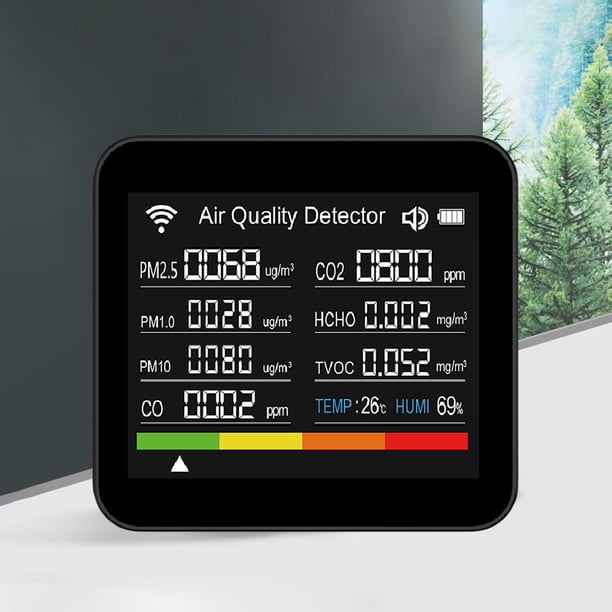 Monitoreo De La Calidad Del Aire 15 en 1 Monitor de calidad del aire LCD Pantalla grande Digital para el hogar (Negro)