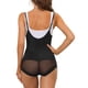 thumbnail image 3 of INSPIRAR CHIC Body de Control de Abdomen para Mujeres, Malla, Moldeador Esbelto, Tirantes Ajustables, Escote Abierto, Mono, Talla Grande, Negro, 3 of 5