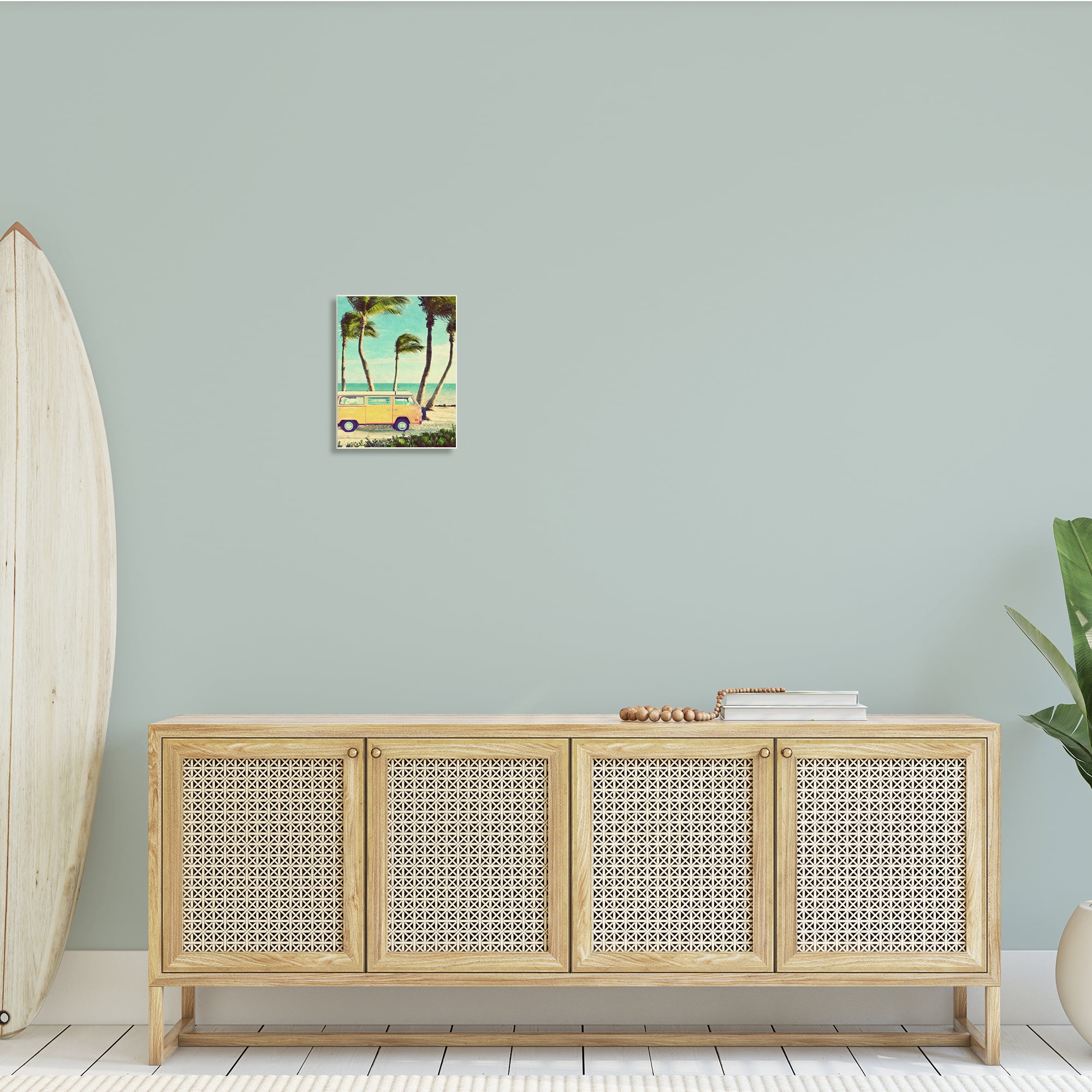 Stupell Indtries Retro Van Sunny Haze Beach Sand Palm Trees,10 x 15,Design by Gail Peck