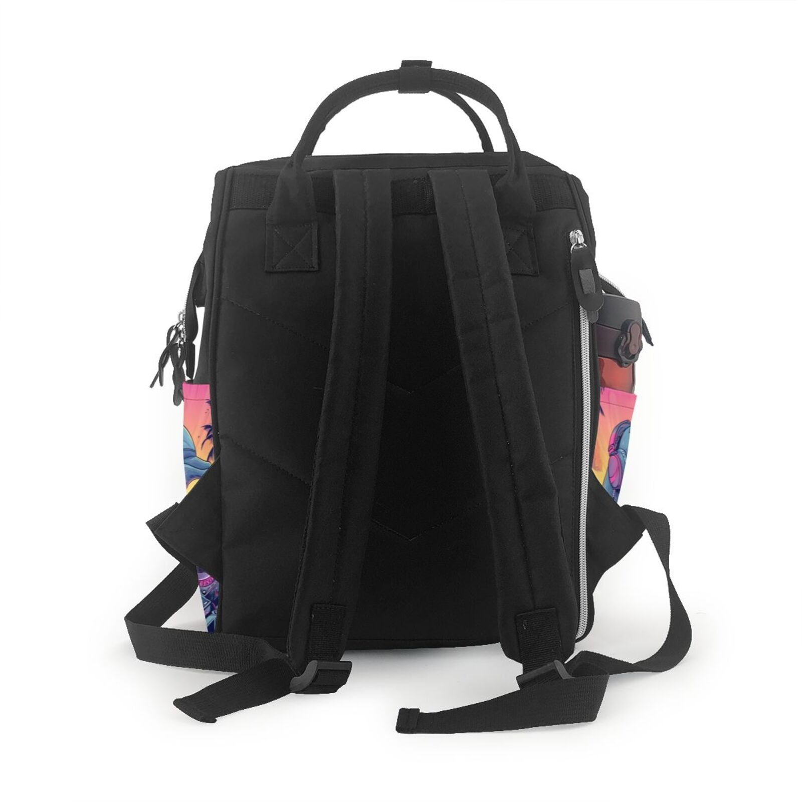 Fuzoiu Hip-Hop DJ Dolphin Print Diaper Bag Backpack,Baby Essentials Travel Tote,Multi function Waterproof Diaper Bag, Travel Essentials Baby Bag - Unisex
