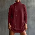 thumbnail image 7 of cocolona Long Sweaters for Women Casual Mock Neck Side Button Fall Winter Knit Tops Long Sleeve Tunic Fashion Outfits, 7 of 7