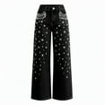 thumbnail image 5 of CAIXIA Womens Rhinestone Jeans Baggy Y2K High Waisted Straight Wide Leg Sparkly Bling Glitter Denim Pants, 5 of 5