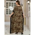 thumbnail image 3 of Womens Leopard Print Kaftan Dress V Neck Batwing Sleeve Loose Maxi Long Boho Caftan for Beach Vacation Party, 3 of 9