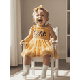 thumbnail image 5 of BemeyourBBs Baby Girl Bee Tulle Romper Dress 1st Birthday Outfits One Years Old Birthday Summer Clothes Cute Bee Embroidery Sleeveless Smocked Tutu Dress Headband, 5 of 9