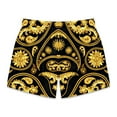 thumbnail image 5 of Black & Gold Paisley Swim Trunks For Men, 5 of 8