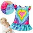 thumbnail image 2 of Youmylove Dresses For Girls Toddler Small Flying Sleeve Crewneck Tie Dye Love Print Dress For 1 To 4 Years, 2 of 7