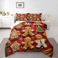 thumbnail image 1 of Gingerbread Man Toddler Bedding Sets for Kids Boys Cartoon Christmas Candy Cane Biscuits Comforter Set Snowflake House Tree Theme Down Comforter Xmas Holiday Bed Set Red, 1 of 7