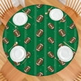 thumbnail image 2 of Green Striped Footballs Pattern Round Fitted Tablecloth with Elastic Edge,Dining Table Cover Waterproof,Outdoor Round Tablecloth for Camping,Dining,Indoor and Outdoor, 2 of 7