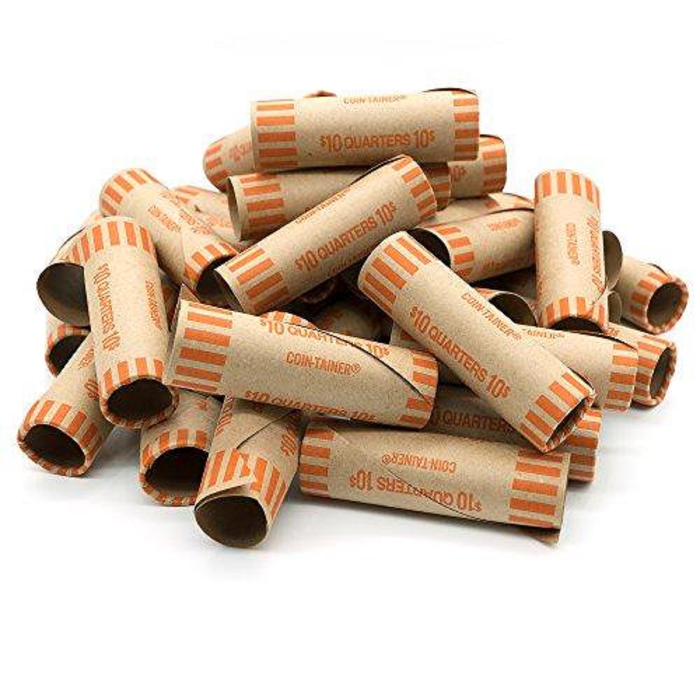 160 Rolls Preformed Coin Wrappers Paper Tubes For QUARTERS (Holds 10