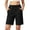 Black, variant on Womens Solid Bermuda Athletic Shorts Dual Side Deep Hand Pockets Adjustable Drawstring Elastic High Waist Loose Straight Fit Soft Knit Casual Lounge Short Bottoms