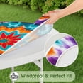 thumbnail image 5 of Colorful Tie Dye Starflower Pattern Round Fitted Tablecloth with Elastic Edge,Dining Table Cover Waterproof,Outdoor Round Tablecloth for Camping,Dining,Indoor and Outdoor, 5 of 7