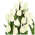 thumbnail image 2 of Huayishang Clearance Tulip Artificial Decorative Flowers Solid Color 10Pc Creamy White, Household Imitation Clearance Sale, 10Pc Artificial Flowers, 2 of 4