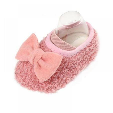 

Baby Toddler Shoes Girl Baby Plush Bow Single Shoes + Hairband Two-piece Set