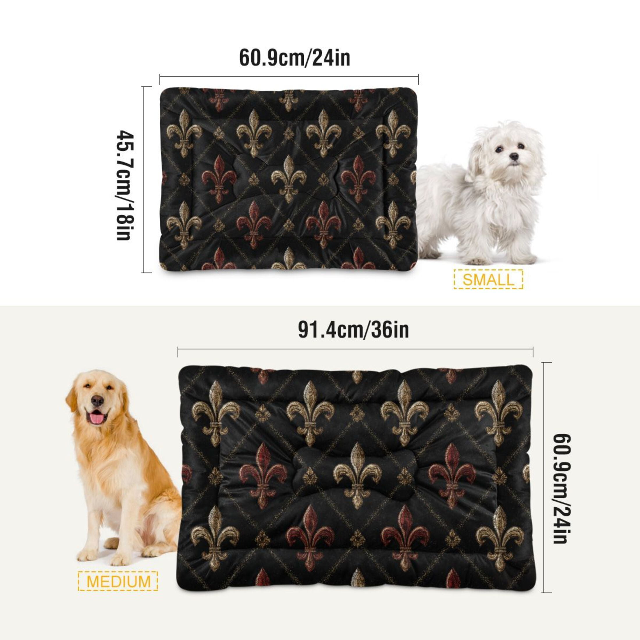Cozy Mat Pet Bed Indoor Outdoor Warm Soft For Cat Dog Puppy(S/M) Pattern Of Fleur-de-lis