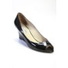 Pre-owned|Jimmy Choo Womens Patent Leather Peek Toe Wedge Heel Pumps Black Size 10
