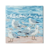 Stupell Industries Seagulls on Beach Shore Animals & Insects Painting Gallery Wrapped Canvas Print Wall Art, 24 x 24