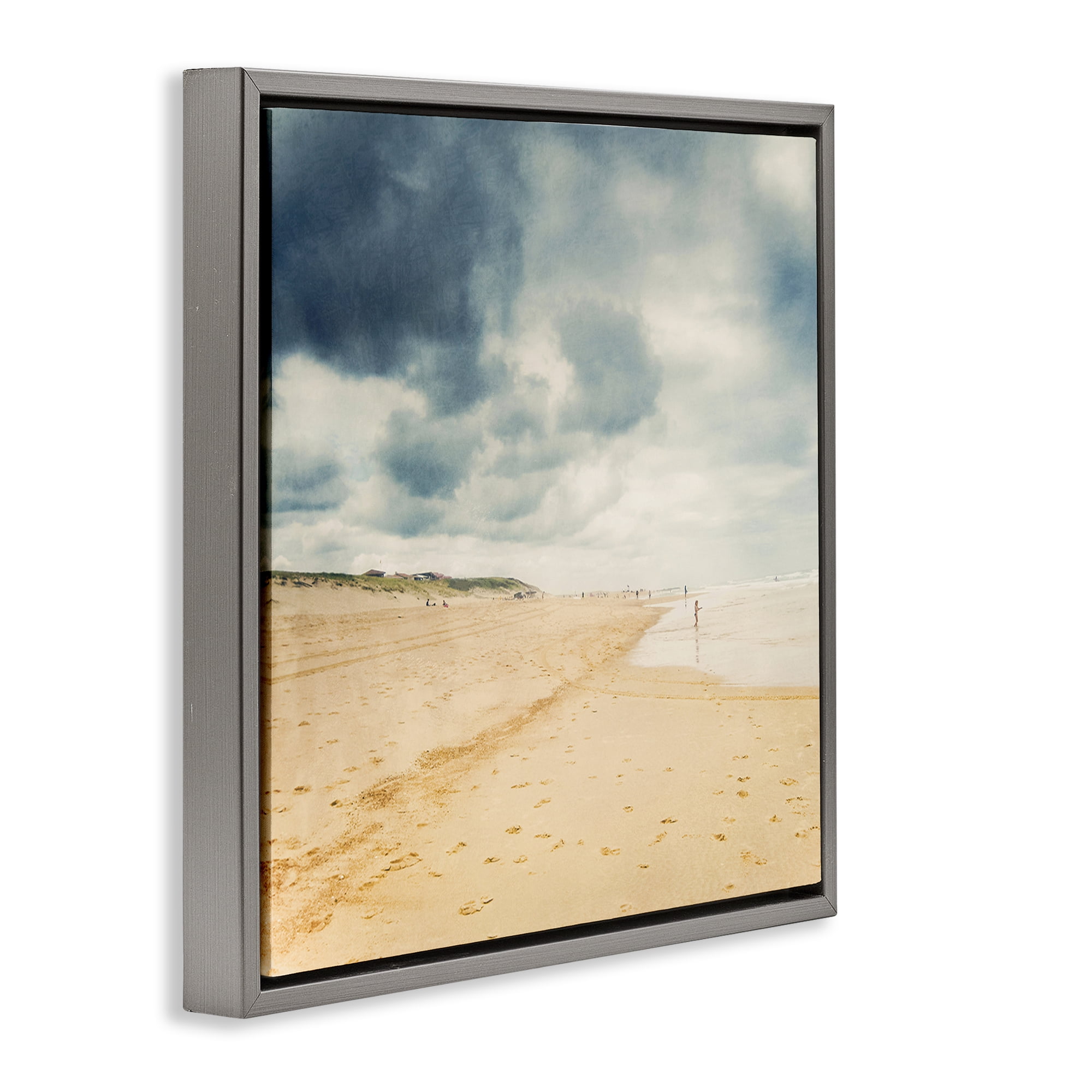 Stupell Industries Beach On A Cloudy Day Gray Framed Floater Canvas Wall Art, design by Dirk Wüstenhagen