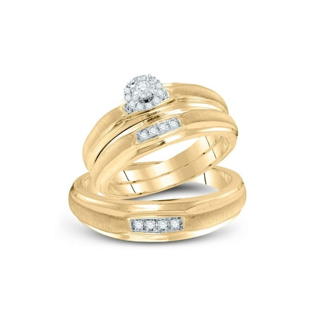 925 Sterling Silver Diamond Solitaire Matching Wedding Set 1/6 Cttw