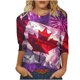 thumbnail image 1 of Mujeres 3/4 Manga Tops Y Blusas de Impresión Cuello Redondo Suéter, Tops de Moda de la Mujer para la Primavera Y el Verano, 1 of 5